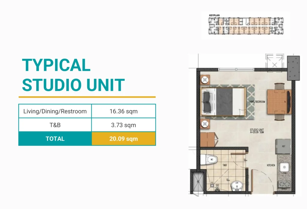 Casa Mira Towers Palawan, Typical Studio Unit.