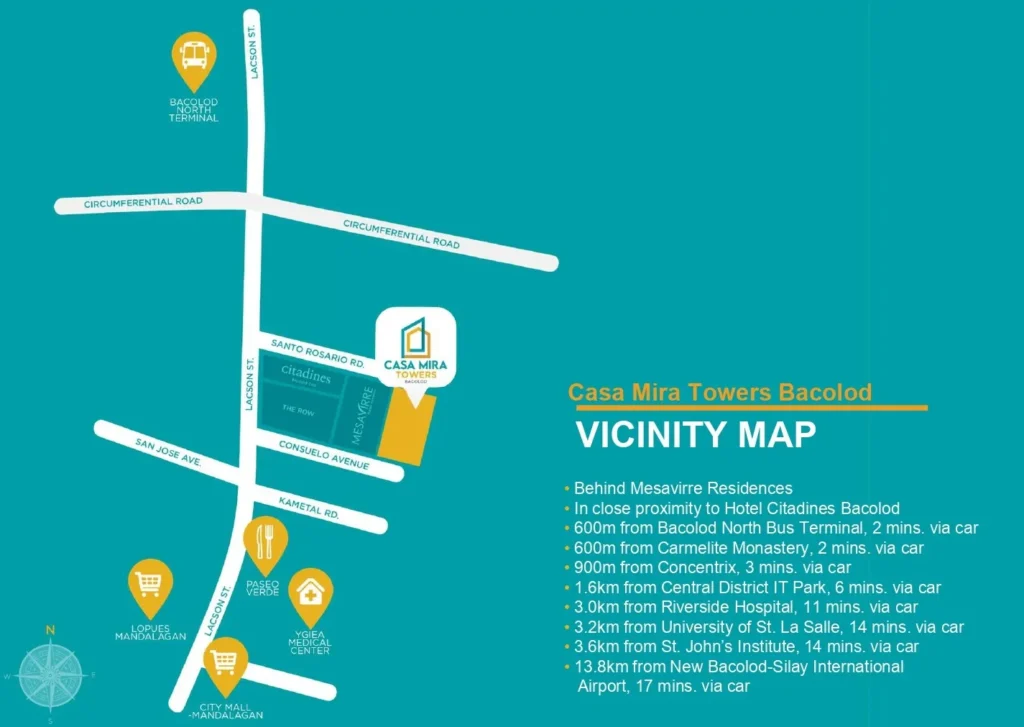 Casa Mira Towers Bacolod Vicinity Map.